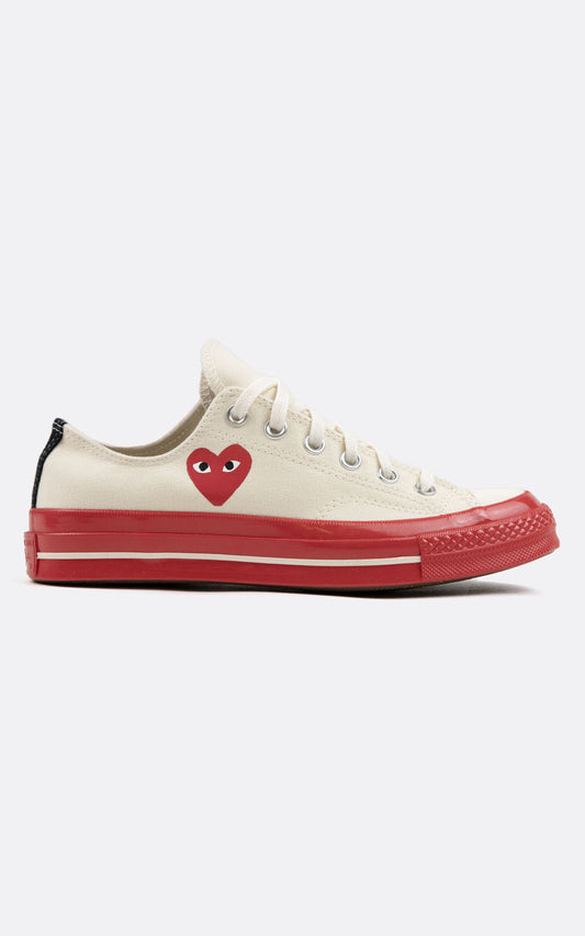 CDG PLAY X CONVERSE CHUCK TAYLOR’70-RED SOLE/LOW TOP/WHITE
