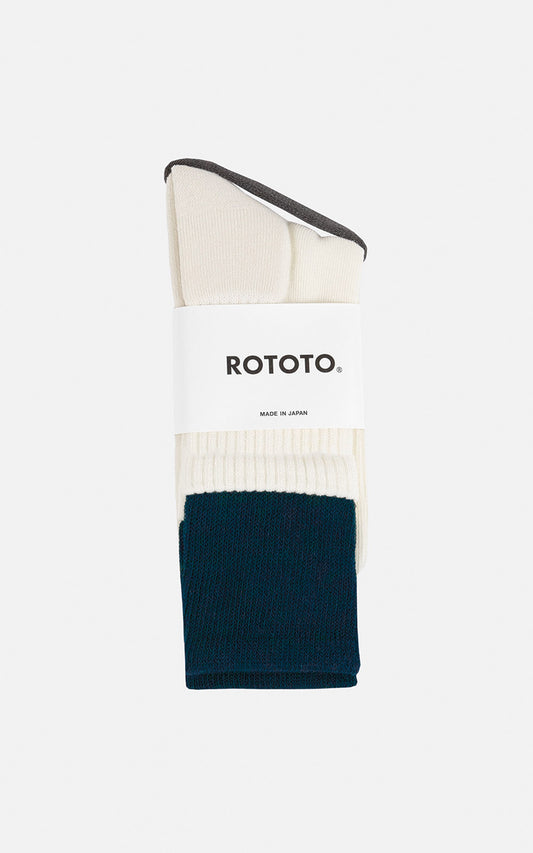 ORGANIC COTTON DOUBLE NAVY/OFF WHITE