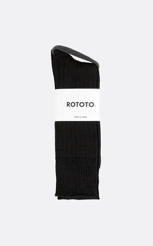 LINEN COTTON RIBBED CREW BLACK