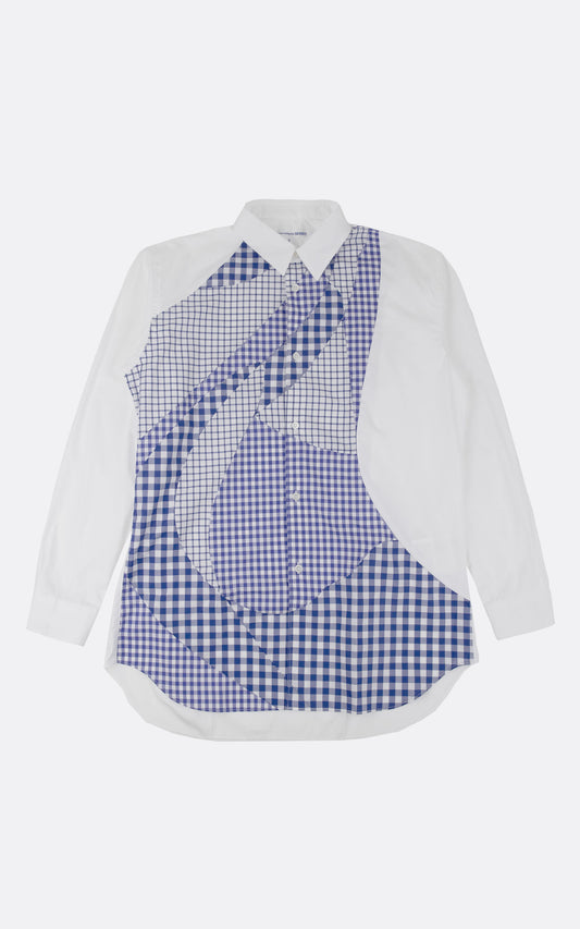 MENS SHIRT WOVEN WHITE / BLUE CHECK