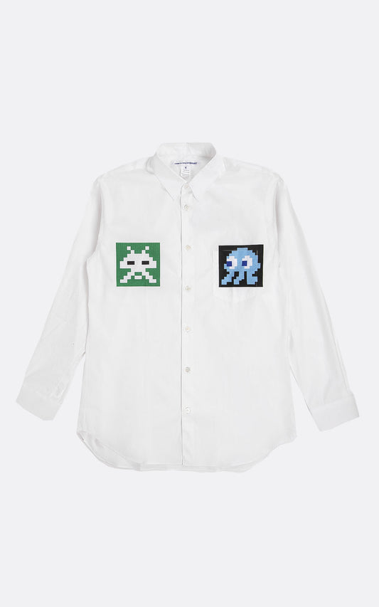 CDG SHIRT X INVADER POPLIN SHIRT WHITE
