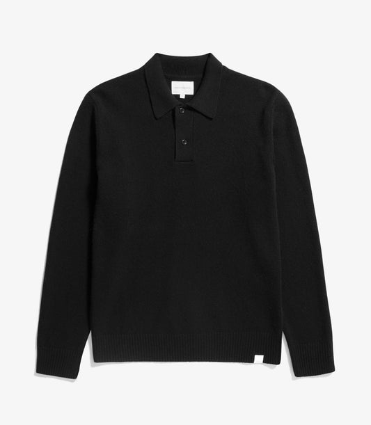 NORSE STANDARD MERINO LAMBSWOOL POLO BLACK