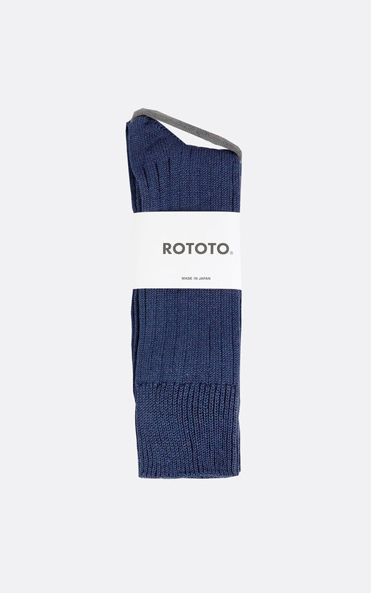LINEN COTTON RIBBED CREW NAVY