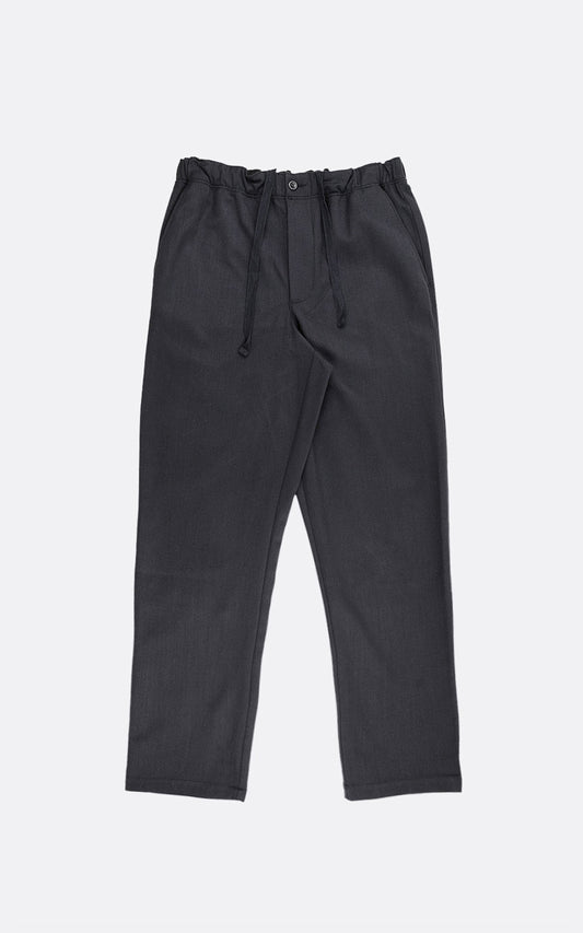 EZRA RELAXED COTTON WOOL TWILL TROUSER BLACK