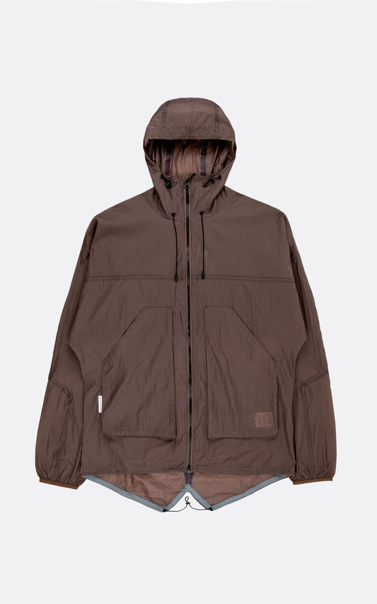 FISHTAIL RIPSTOP HOODED JACKET BROWN