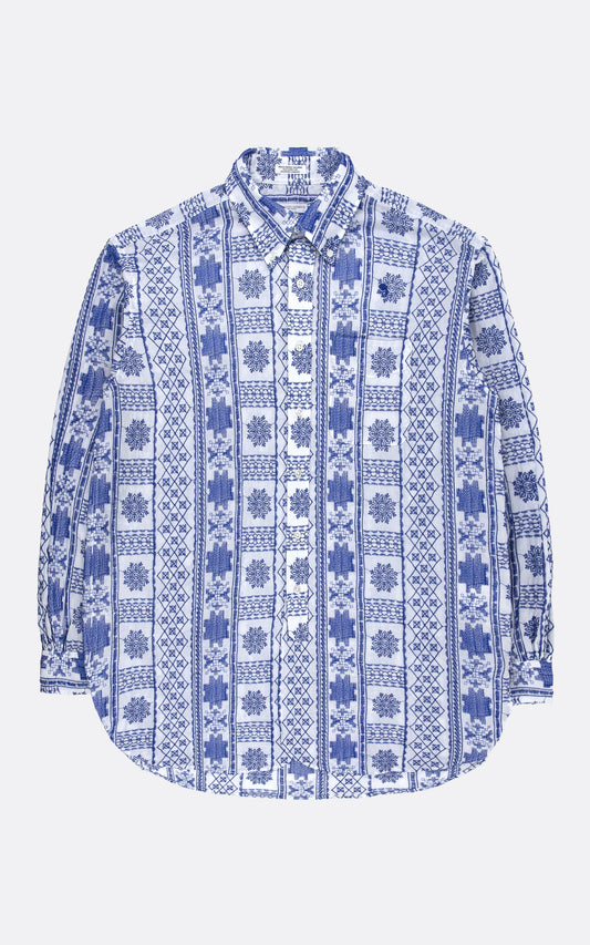 19 CENTURY BD SHIRT BLUE/WHITE CP EMBROIDERY