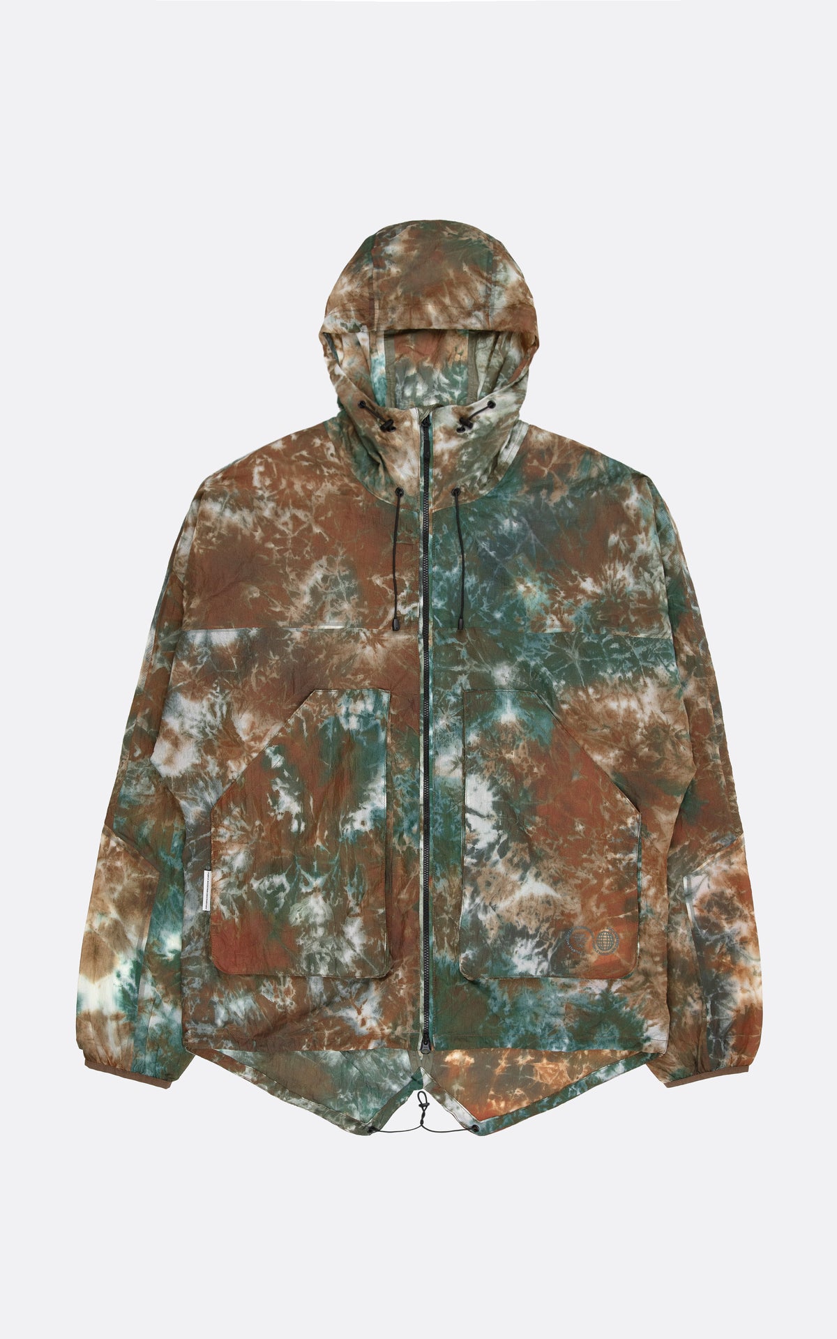 FISHTAIL RIPSTOP HOODED JACKET PEACH / TEAL ICE DYE