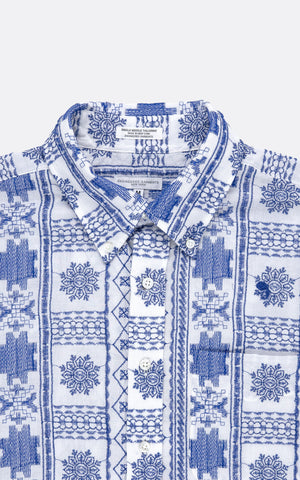19 CENTURY BD SHIRT BLUE/WHITE CP EMBROIDERY