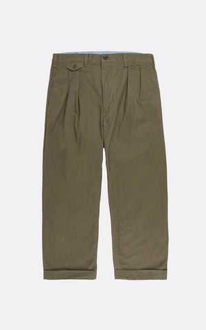 2PLEATS TWILL PANT OLIVE