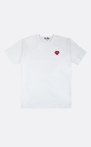 PLAY CDG X INVADERS T-SHIRT-TOP WHITE/PIXELATED HEART