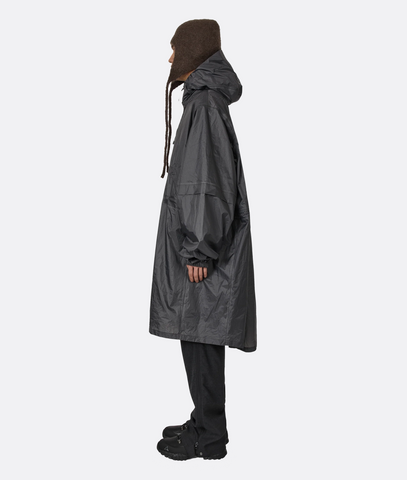 Surface Packable Grid Rain Coat Dark Grey