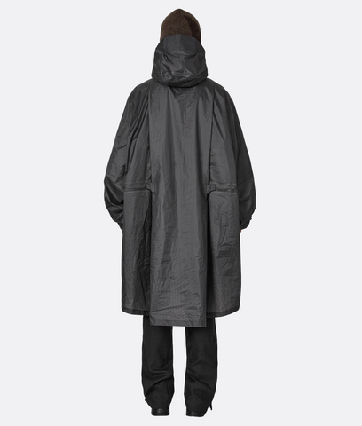 Surface Packable Grid Rain Coat Dark Grey