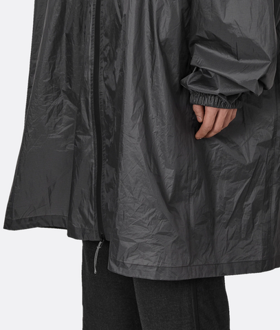 Surface Packable Grid Rain Coat Dark Grey
