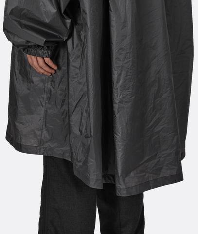 Surface Packable Grid Rain Coat Dark Grey