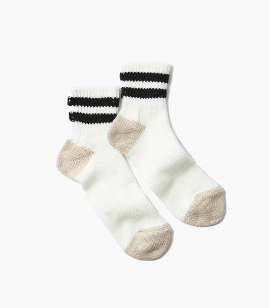 OS RIBBED ANKLE SOCKS WHITE/BLACK