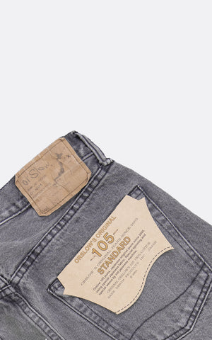 105 90'S BLACK DENIM BLEACH
