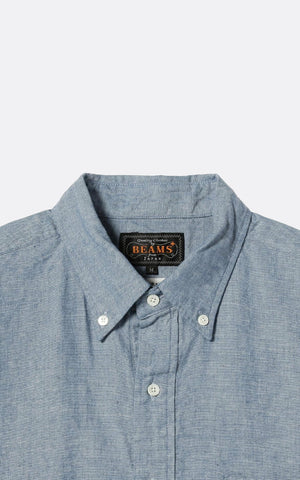 B.D. PULLOVER SHORT SLEEVE SHIRT CHAMBRAY BLUE