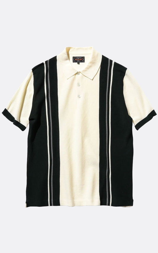 KNIT POLO STRIPE WHITE