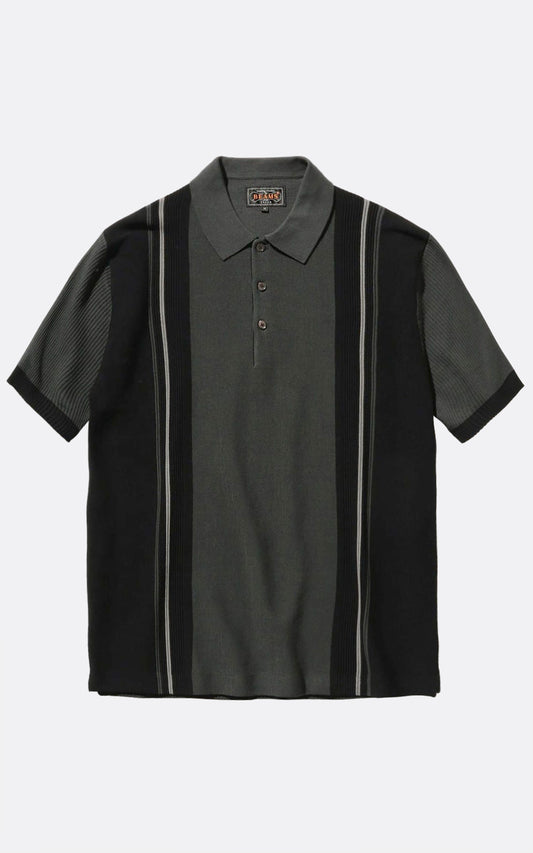 KNIT POLO STRIPE BLACK