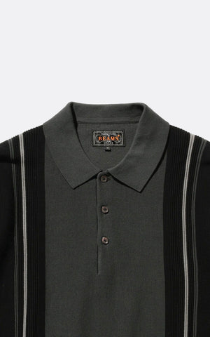 KNIT POLO STRIPE BLACK