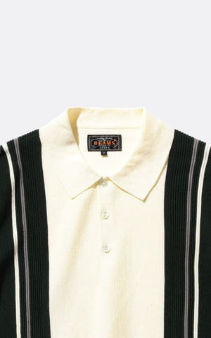 KNIT POLO STRIPE WHITE