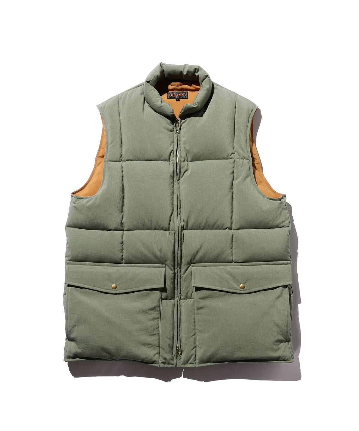 BEAMS PLUS NYLON OXFORD DOWN VEST OLIVE