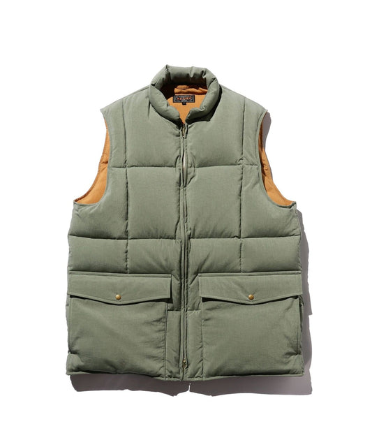 BEAMS PLUS NYLON OXFORD DOWN VEST OLIVE