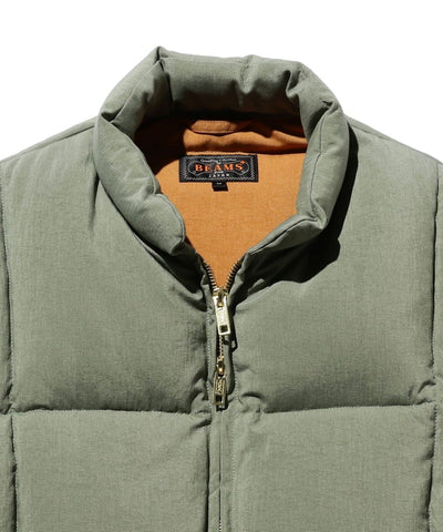 BEAMS PLUS NYLON OXFORD DOWN VEST OLIVE