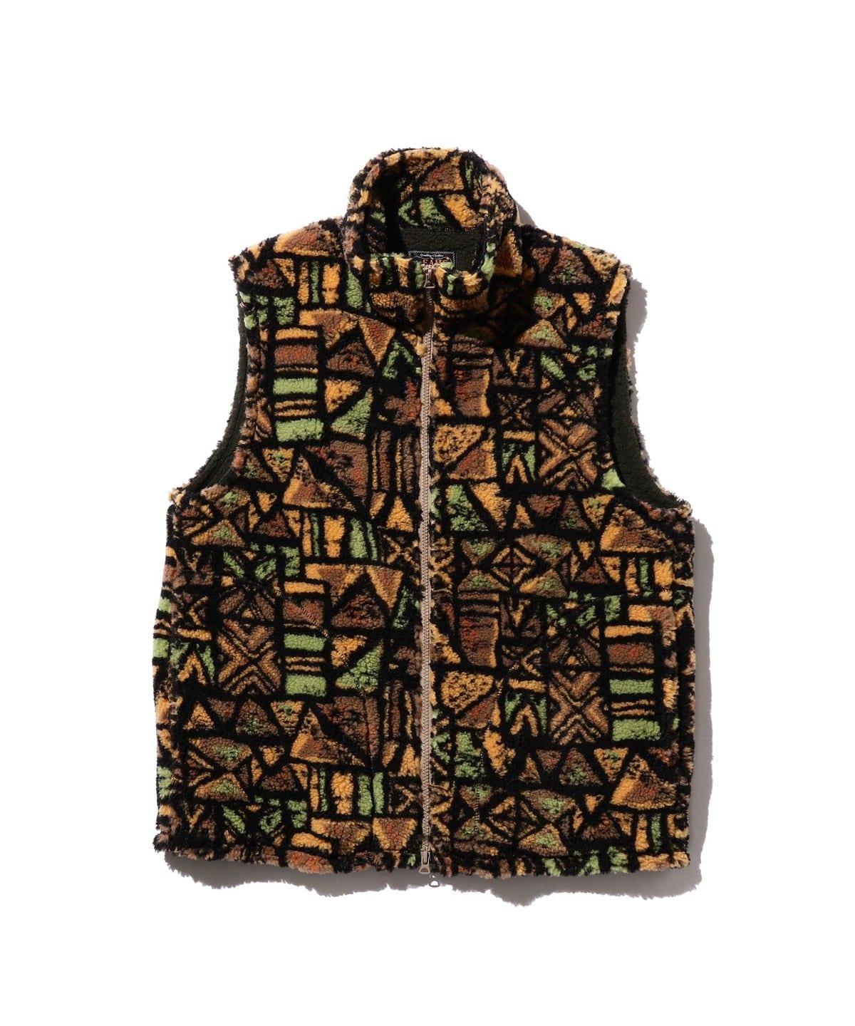 STAND COLLAR ZIP VEST JACQUARD BOA BATIK