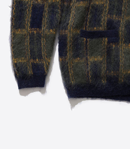 CARDIGAN DOUBLE JACQUARD CHECK PATTERN NAVY