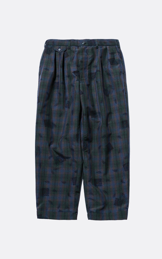 2 PLEATS TROUSERS TW PLAID ON PRINT NAVY