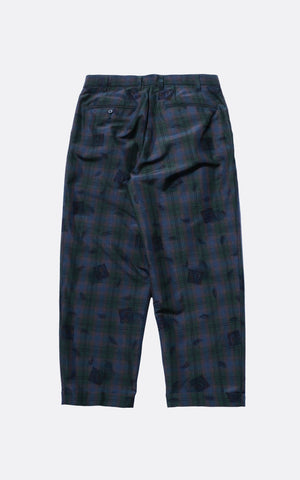 2 PLEATS TROUSERS TW PLAID ON PRINT NAVY