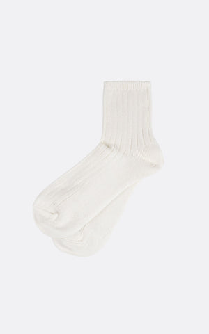 LINEN COTTON RIBBED ANKLE OFF WHITE