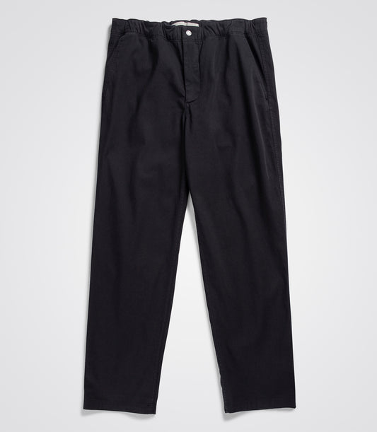 EZRA RELAXED ORGANIC STRETCHED TWILL TROUSER BLACK