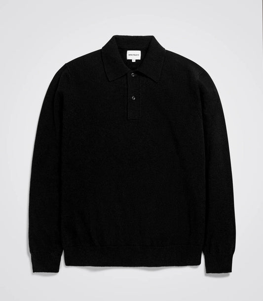 NORSE STANDARD MERINO LAMBSWOOL POLO BLACK