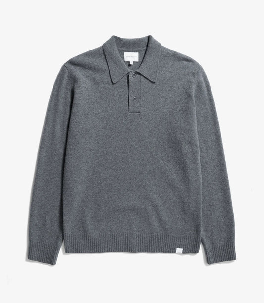 NORSE STANDARD MERINO LAMBSWOOL POLO GREY MELANGE