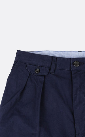 2PLEATS TWILL PANT NAVY