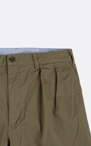 2PLEATS TWILL PANT OLIVE