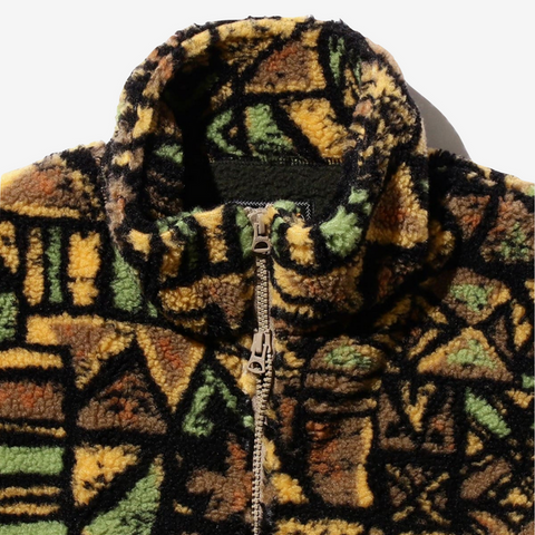 STAND COLLAR ZIP VEST JACQUARD BOA BATIK