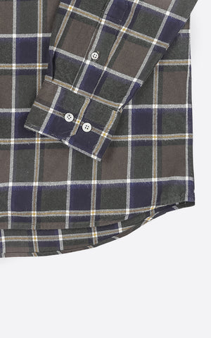 ANTON BRUSHED FLANNEL CHECK BEECH GREEN