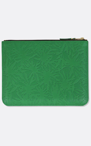 WALLET / BIG POUCH EMBOSS LEATHER GREEN