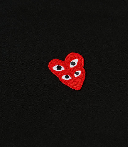 PLAY CDG T-SHIRT DOUBLE RED HEART BLACK