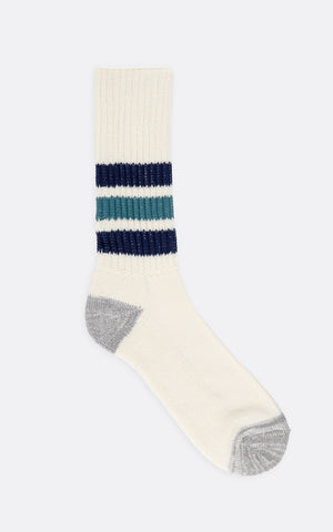 COARSE RIBBED OLDSCHOOL CREW SOCKS NAVY BLUE / NEW GREEN