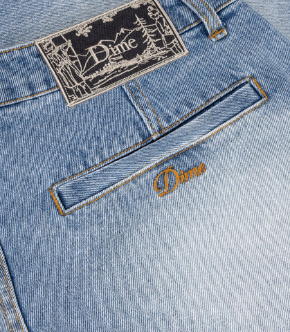 PLEATED DENIM SHORT BLUE WASHED