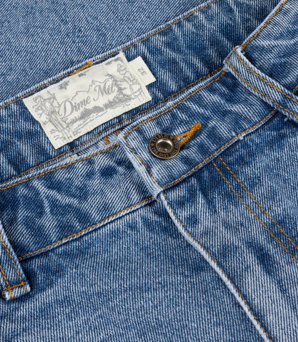 PLEATED DENIM SHORT BLUE WASHED