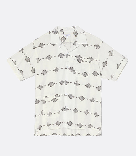 Camp Shirt White Black Ikat
