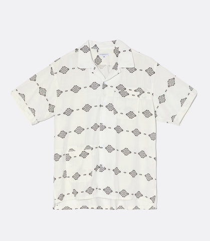 Camp Shirt White Black Ikat