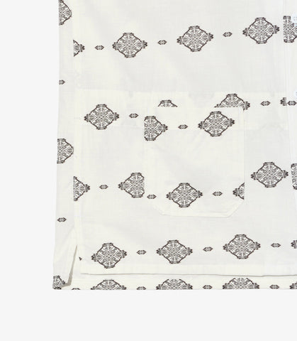 Camp Shirt White Black Ikat