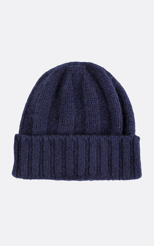 CASHMERE RIB WATCH CAP NAVY