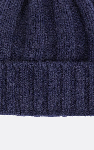 CASHMERE RIB WATCH CAP NAVY